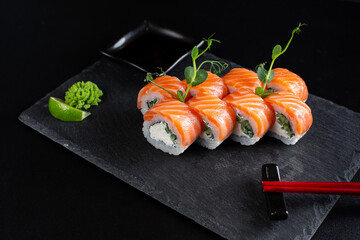 japanese sushi food. Maki ands rolls with tuna.