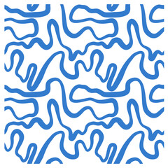 Seamless pattern of blue lines of scrawl or camouflage skin.