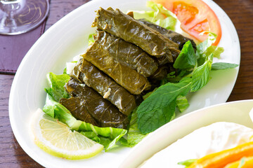 Stuffed vine leaves with (lebanese cuisine).