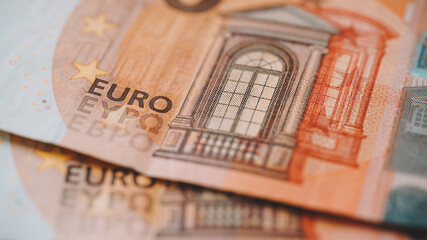 Euro Banknotes Close up view - Euro Macro View