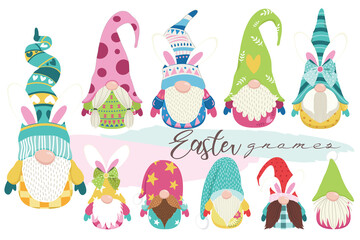 Cute Bunny Easter Gnome Collections Set