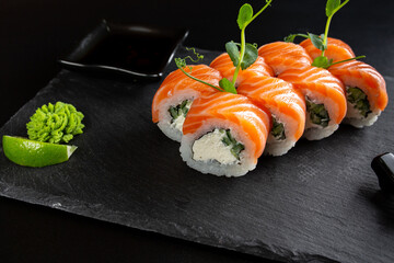 japanese sushi food. Maki ands rolls with tuna.