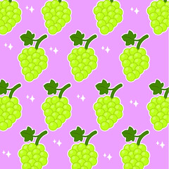 Green grapes on violet background. Vector in EPS format, full quality.