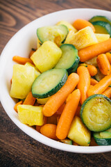 Fried vegetables on the plate. High quality photo