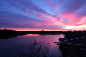 sunset over the lake