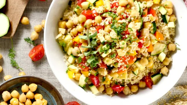 vegetarian couscous- courgette, tomato, chickpea