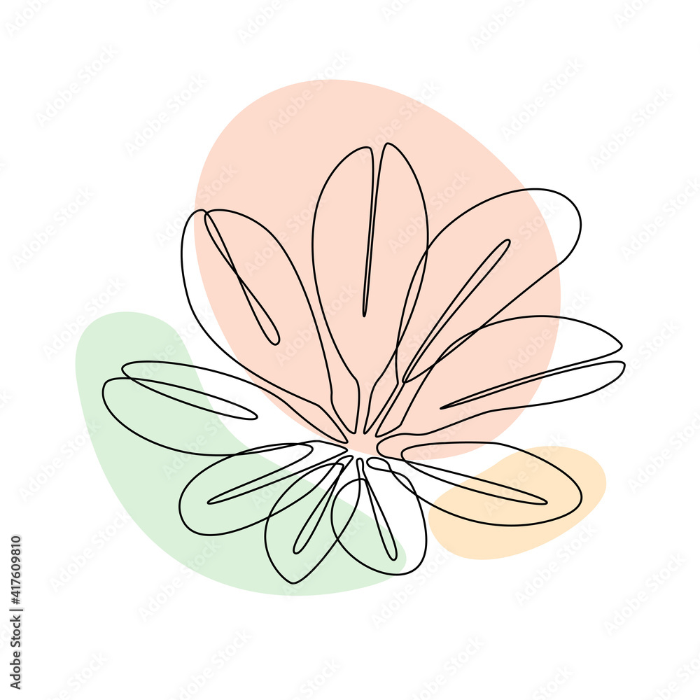 Poster botanical wall art vector with exotic flower. continuous one line drawing. abstract botany poster wi