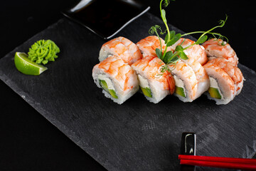 japanese sushi food. Maki ands rolls with tuna.