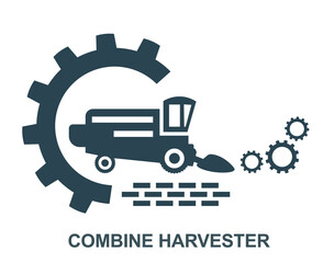 Vector illustration of the logo, the combine harvester icon. 