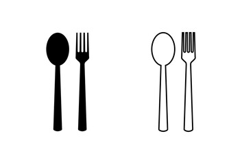 spoon and fork icon set. spoon, fork and knife icon vector. restaurant icon