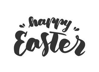 Hand lettering of Happy Easter on white background. Vector typography design.