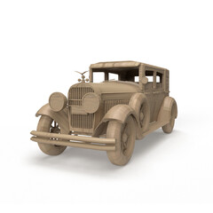 vintage toy car on white background