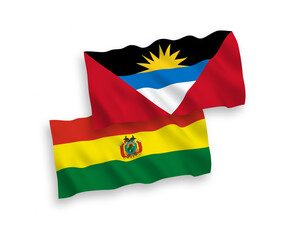 Flags of Bolivia and Antigua and Barbuda on a white background