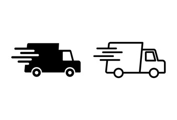 Fast shipping delivery truck icon set. Delivery truck icon. fast delivery icon