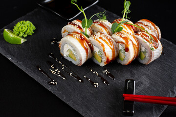 japanese sushi food. Maki ands rolls with tuna.