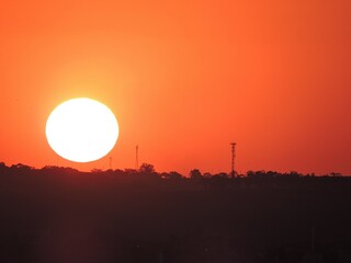 Beautiful sunset with orange sky in Brazil