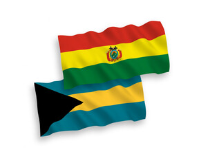Flags of Bolivia and Commonwealth of The Bahamas on a white background