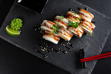 japanese sushi food. Maki ands rolls with tuna.