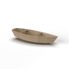 wooden boat on white background