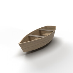 wooden boat on white background