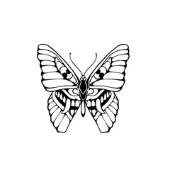 Black and white butterfly and face. Tattoo, vector illustration.
