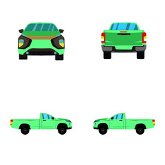 set of light green single cab pickup truck on white background - 417612405