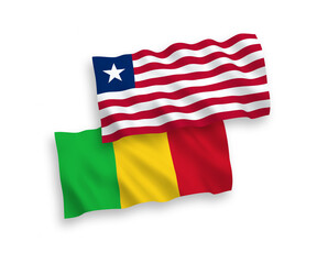 Flags of Liberia and Mali on a white background