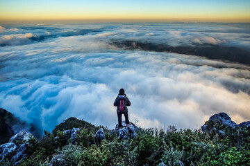 A girl stand on the mountain, Chiangmai, Thailand