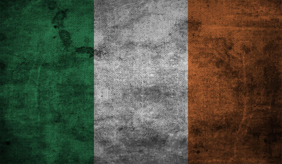Fototapeta premium Grunge Ireland flag. Ireland flag with waving grunge texture.