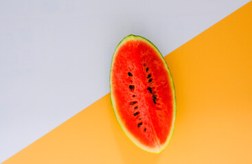 Fresh watermelon from the farm is placed in the kitchen.