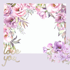 frame with watercolor flowers