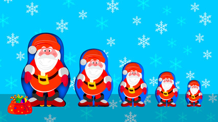 Wooden nesting dolls. Hand-painted. Matryoshka dolls are traditional Russian souvenirs.