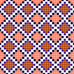 Multicolored mosaic background in classic style. Geometric pattern seamless from squares on a white background.