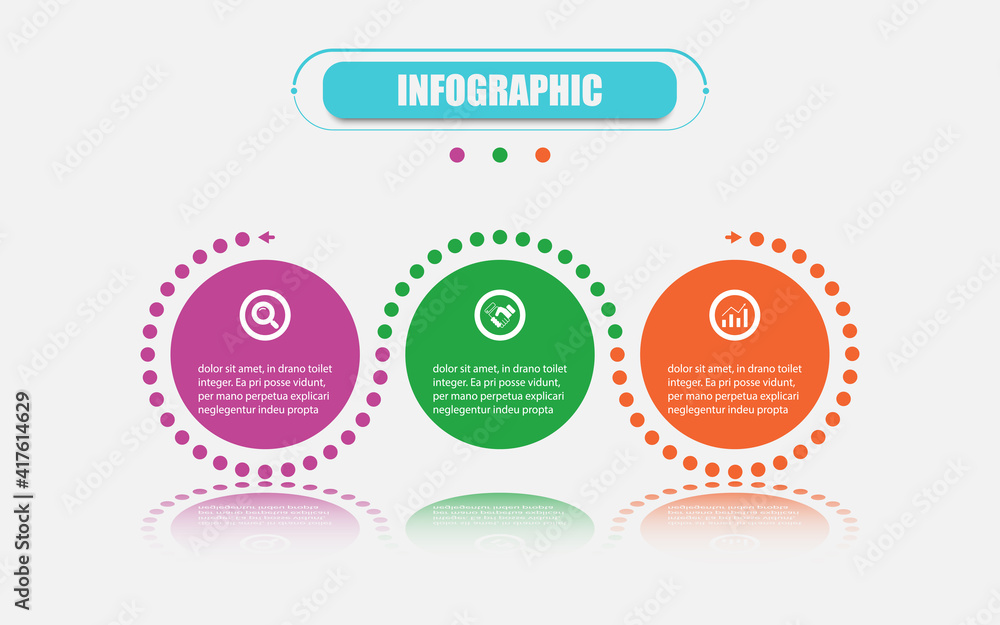 Poster presentation business infographic template with 3 options. vector infographic circle label banner el