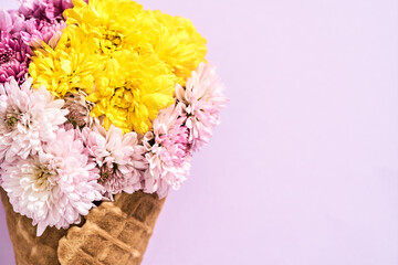 Beautiful bouquet on pink background