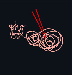 vector illustration. pho bo logo. pan-asian cuisine clipart. vietnamese soup logotype. Asian restaurant, cafe, diner menu, signboard, advertising