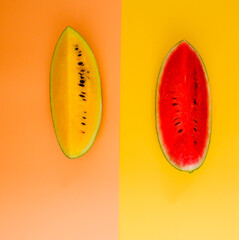 Fresh watermelon from the farm is placed in the kitchen.