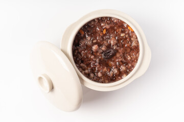 Fresh rice congee with pure white background