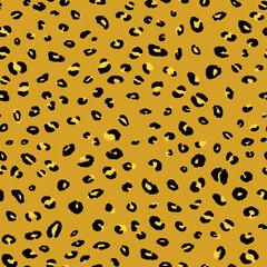 Abstract modern leopard seamless pattern. Animals trendy background. Yellow and black decorative vector stock illustration for print, card, postcard, fabric, textile. Modern ornament of stylized skin