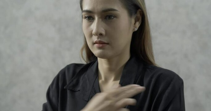 Asian woman Ask for blessing from God. She has a lot of faith in religion.