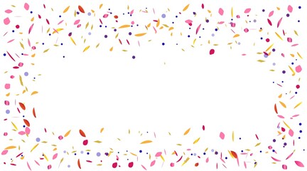 Vector abstract background with many falling tiny colorful confetti pieces and ribbon. Carnival, Christmas or New Year decoration colorful party pennants for birthday , festival