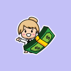 Cute chibi girl in love with money