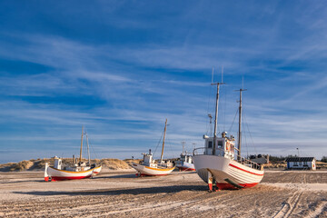 Slettestrand cutter fishing vessel for traditional fishery at the North Sea coast in Denmark