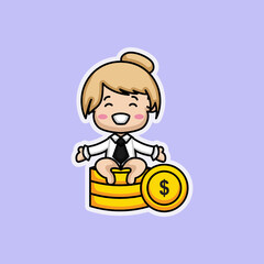 Cute chibi girl in love with money