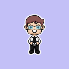 Cute chili businessman sticker expression