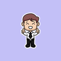 Cute chili businessman sticker expression