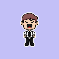 Cute chili businessman sticker expression