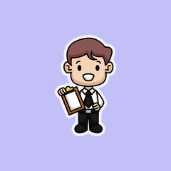 Cute chili businessman sticker expression