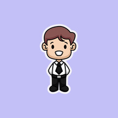 Cute chili businessman sticker expression