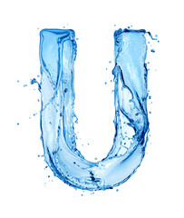 Latin letter U made of water splashes, isolated on a white background © Krafla